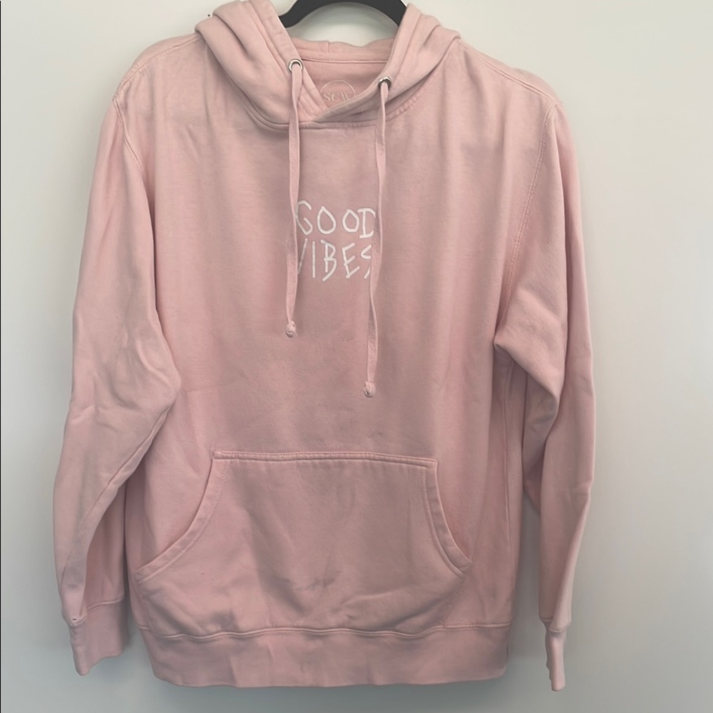 Pink Hoodie with 'Good Vibes' Print